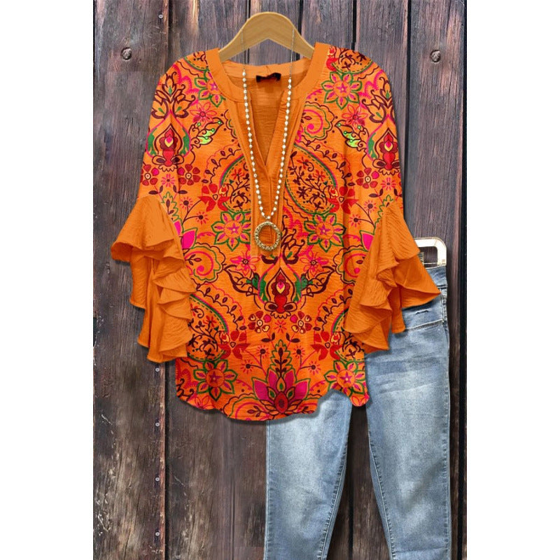 Cecilia ruffle sleeve V neck blouse – image 3