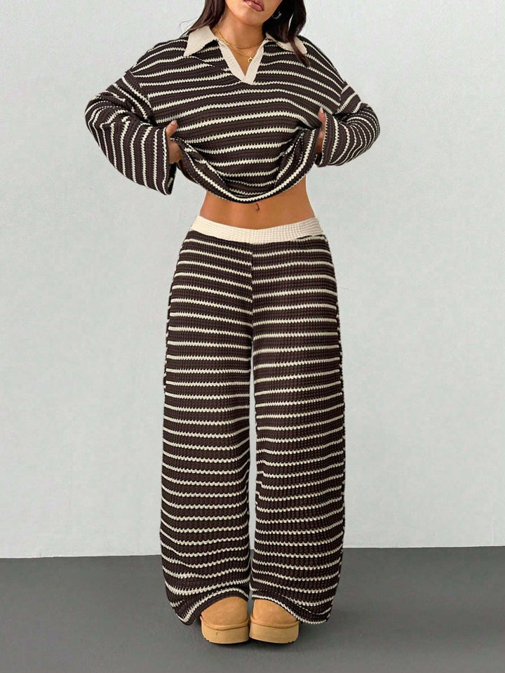 Adalynn v neck knit top and palazzo pants set – image 11