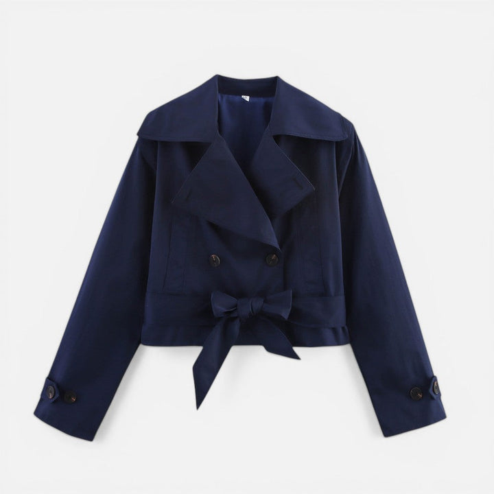 Hattie short trench coat with bow belt – image 8