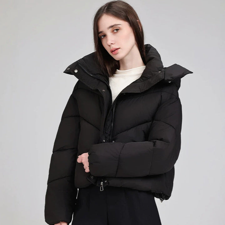 Faye cropped puffer jacket with removable hood
