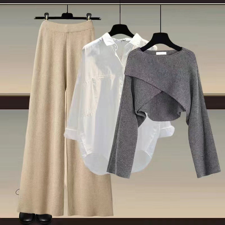 Lilou three piece layered knit and wide leg pants set – image 10