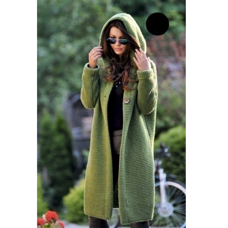 Angelica oversized hooded knit coat with button placket – image 2