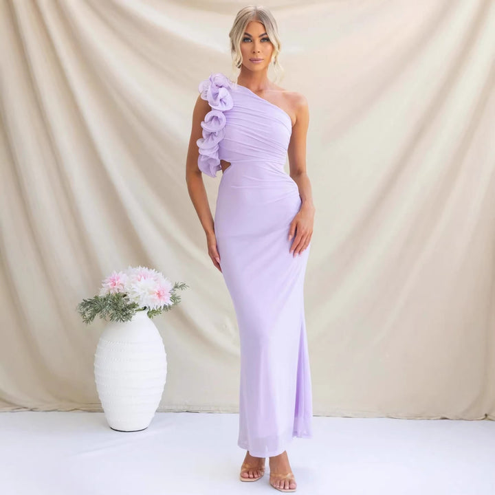 Belle one shoulder ruffle maxi dress – image 4