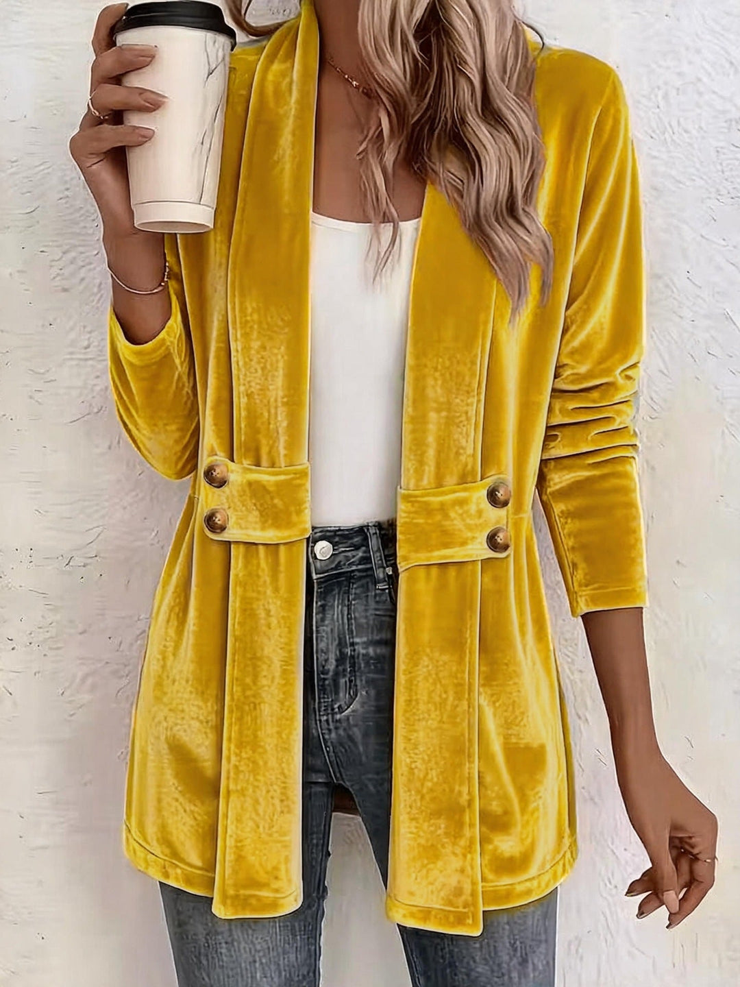 Iona longline velvet blazer with shawl collar – image 9