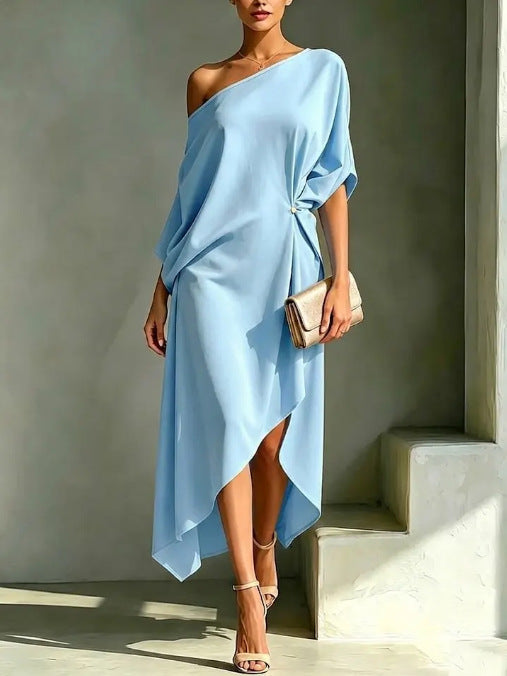 Amanda one shoulder batwing sleeve maxi dress – image 2