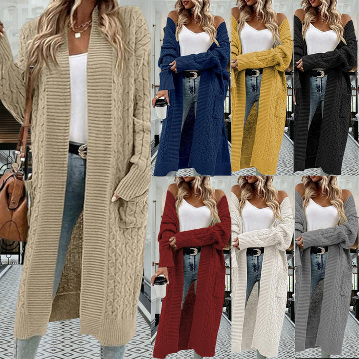Odessa cable knit long coat with deep pockets