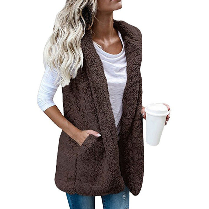Callie sherpa fleece vest with shawl collar – image 2