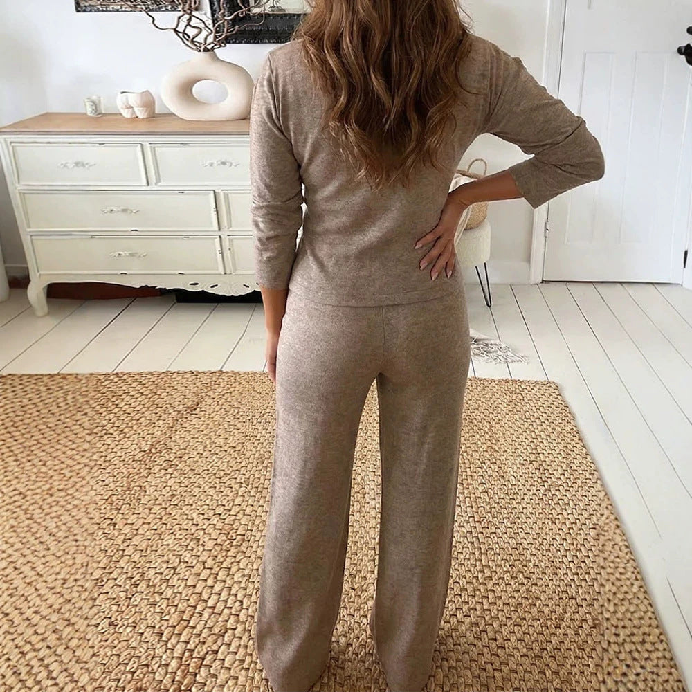 Arianna button knit top and palazzo pants set – image 2