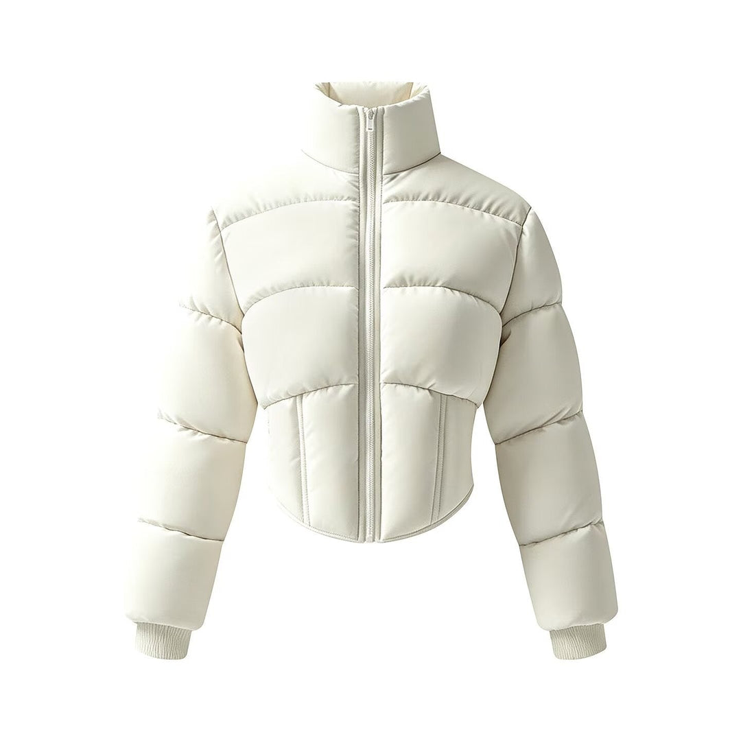 Leighton cropped puffer jacket with corset waist – image 10