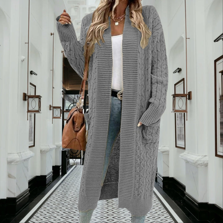 Odessa cable knit long coat with deep pockets – image 8