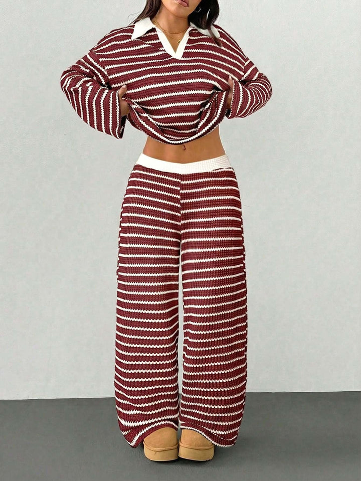 Adalynn v neck knit top and palazzo pants set – image 10