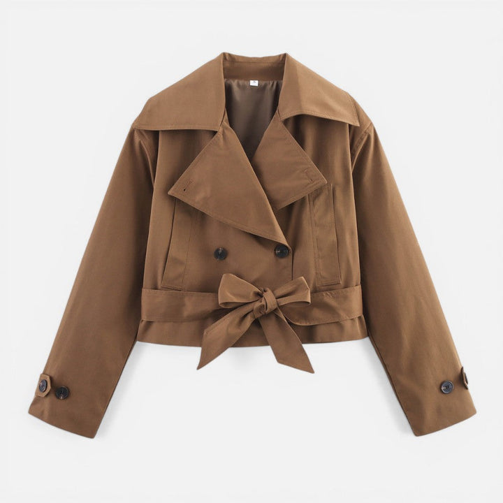Hattie short trench coat with bow belt – image 6