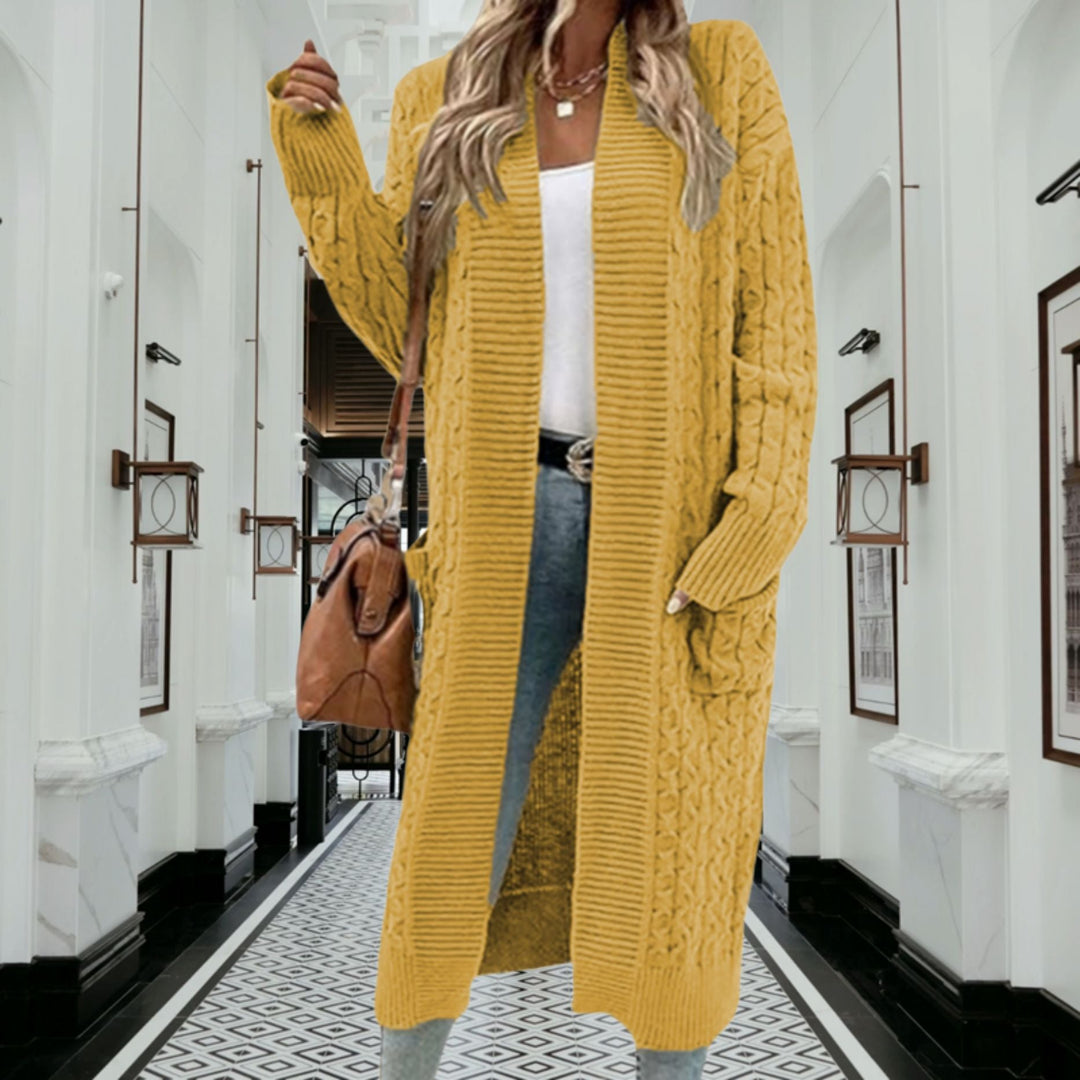 Odessa cable knit long coat with deep pockets – image 10
