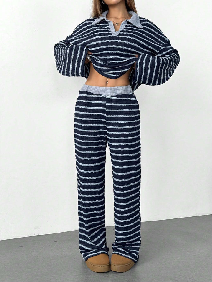 Adalynn v neck knit top and palazzo pants set – image 7