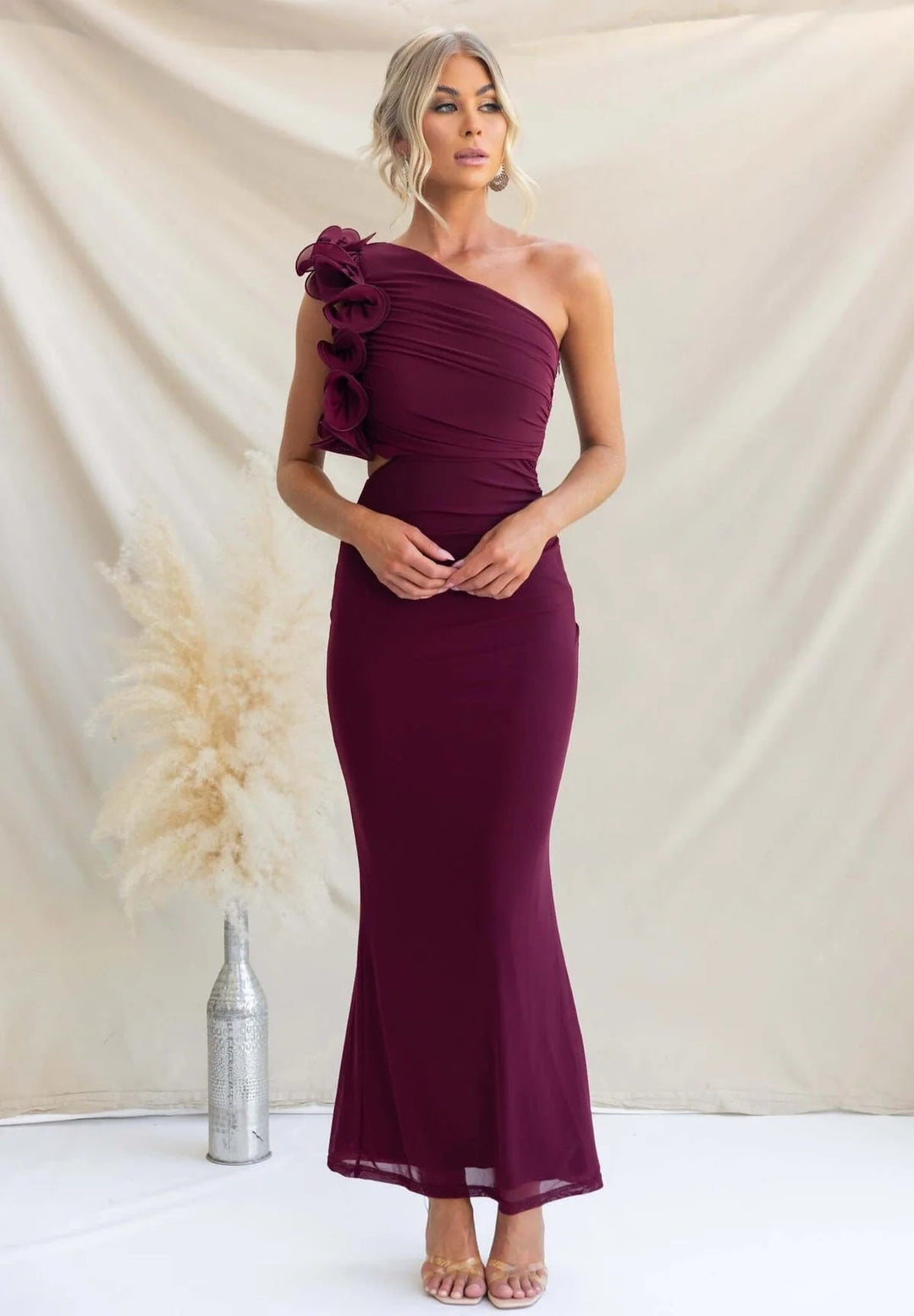 Belle one shoulder ruffle maxi dress – image 6