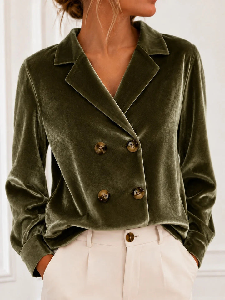 Rhea cropped double breasted velvet blazer – image 12
