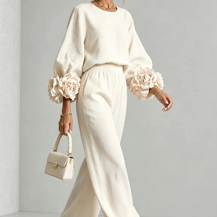 Alice floral cuff top and wide leg pants set – image 17