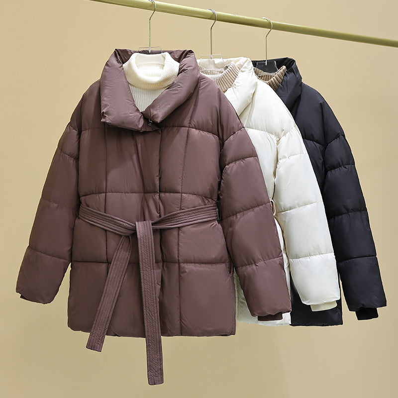 Charlie belted short puffer jacket