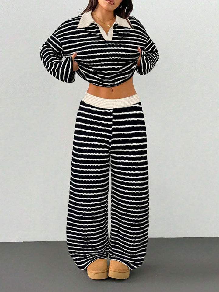 Adalynn v neck knit top and palazzo pants set – image 12