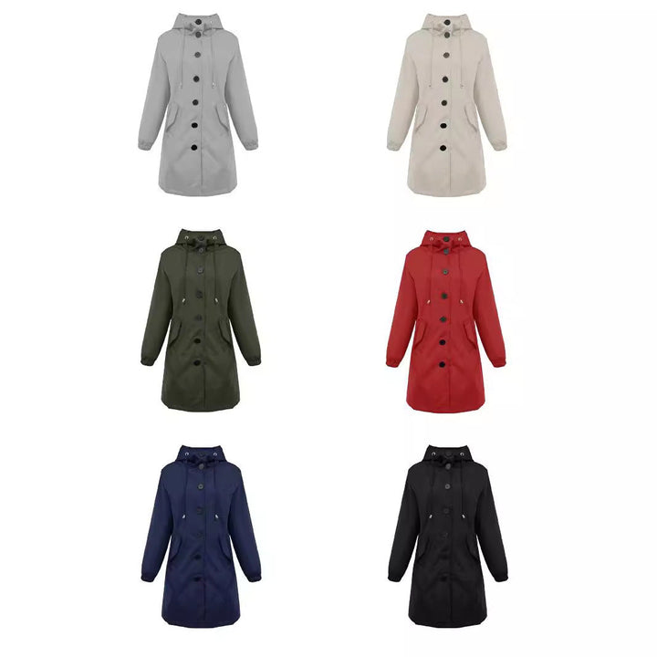 Sydney hooded button front rain parka