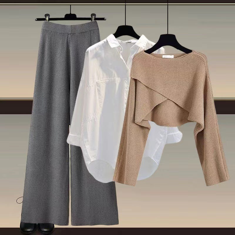Lilou three piece layered knit and wide leg pants set – image 9