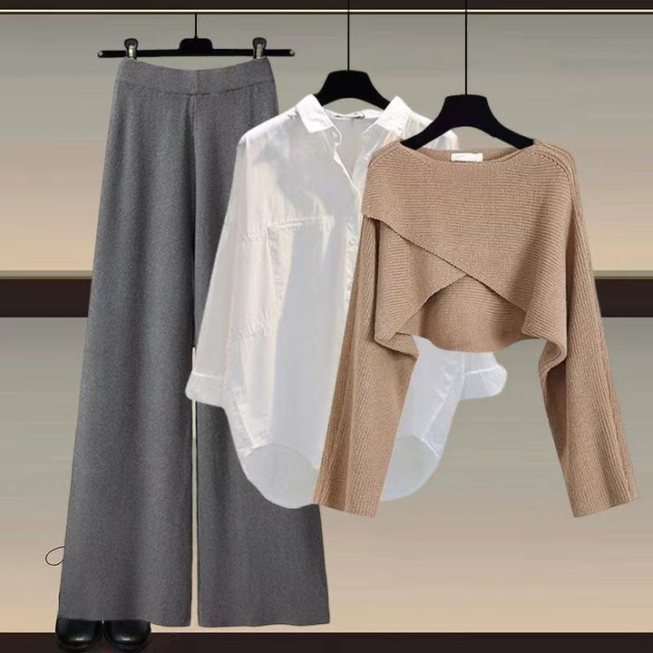 Lilou three piece layered knit and wide leg pants set – image 9