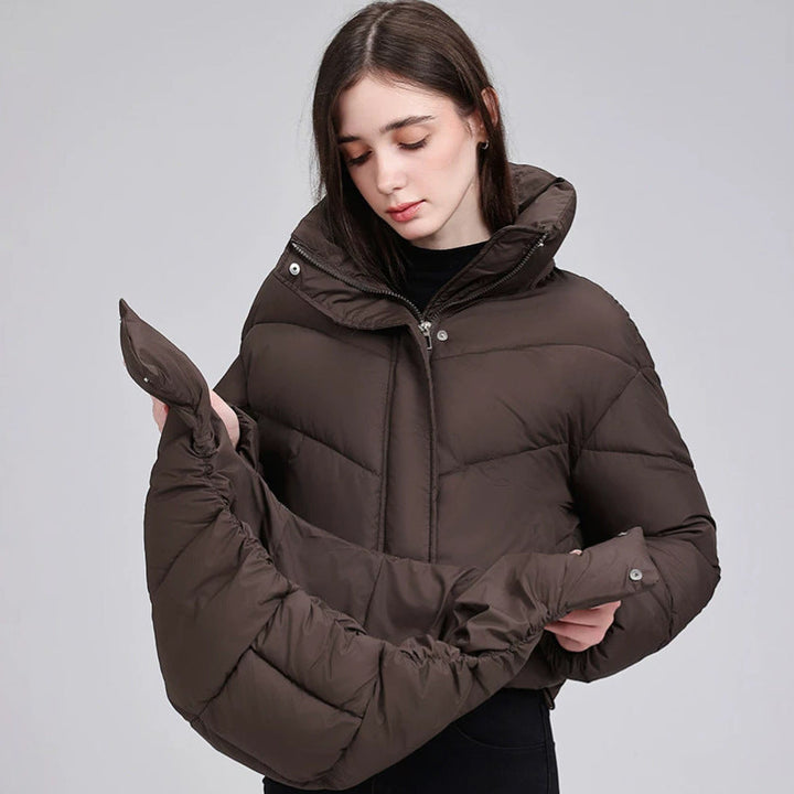 Faye cropped puffer jacket with removable hood – image 2