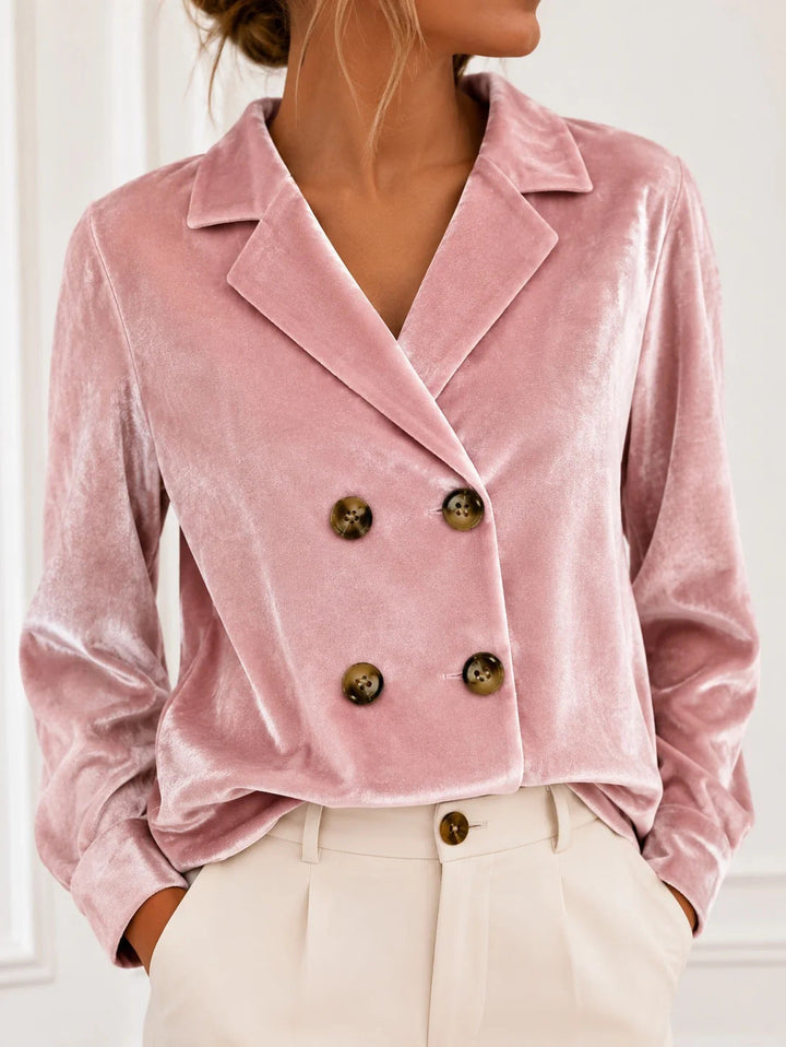 Rhea cropped double breasted velvet blazer – image 10