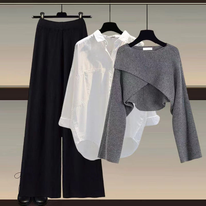 Lilou three piece layered knit and wide leg pants set – image 12