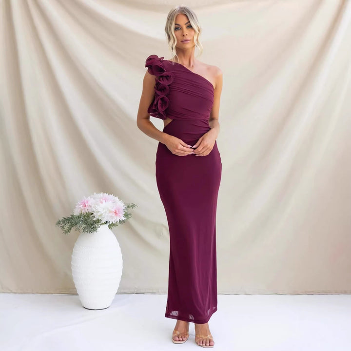 Belle one shoulder ruffle maxi dress – image 3