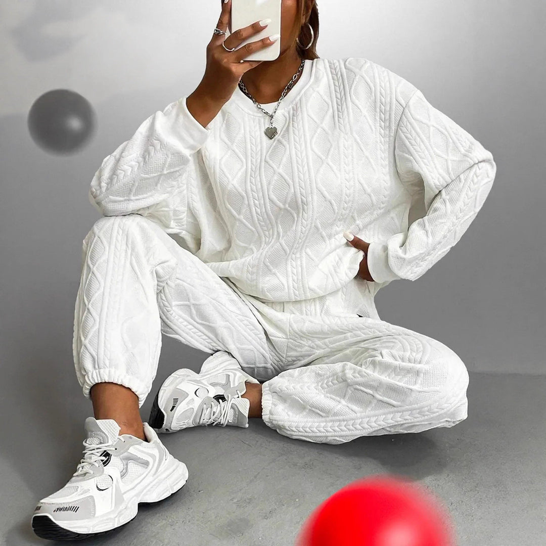 Alaina cable knit sweater and wide leg pants set