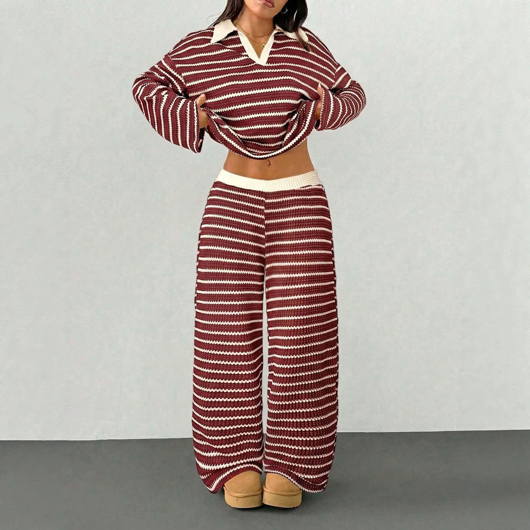 Adalynn v neck knit top and palazzo pants set – image 5