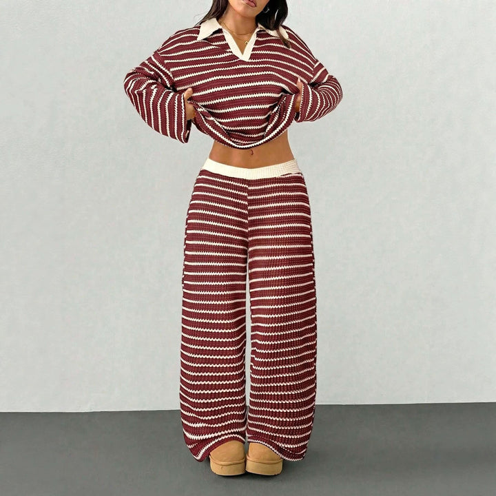 Adalynn v neck knit top and palazzo pants set – image 5