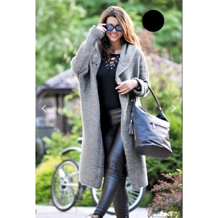 Angelica oversized hooded knit coat with button placket – image 9