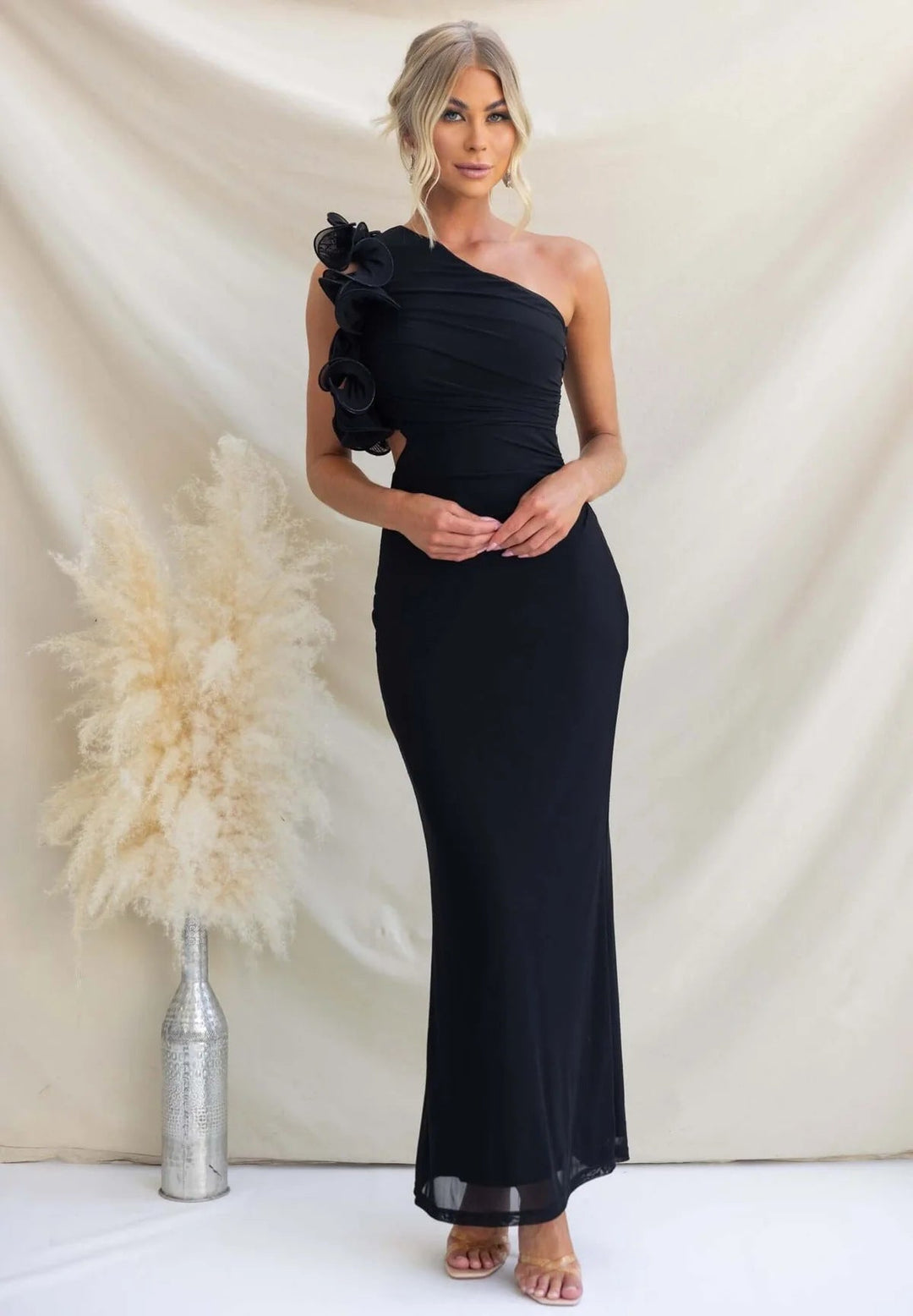 Belle one shoulder ruffle maxi dress – image 7