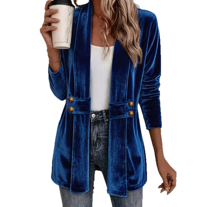 Iona longline velvet blazer with shawl collar – image 5