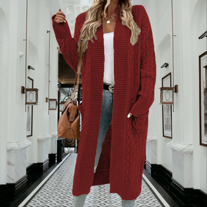 Odessa cable knit long coat with deep pockets – image 2