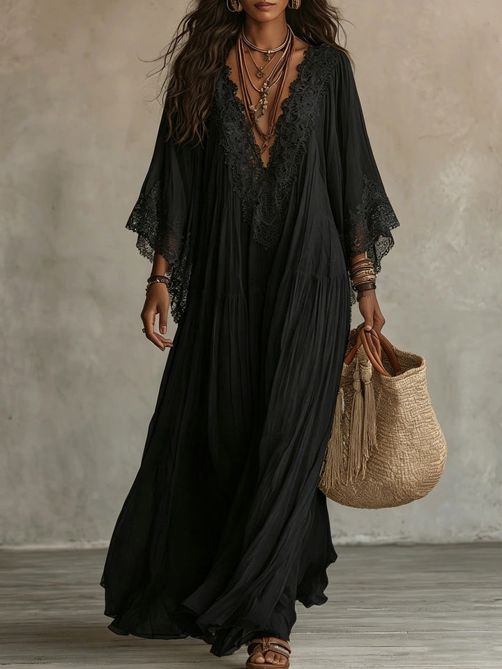 Brielle lace trim V neck maxi dress – image 9