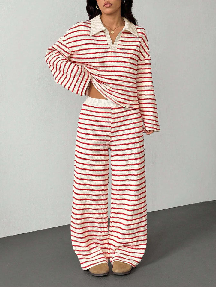 Adalynn v neck knit top and palazzo pants set – image 8