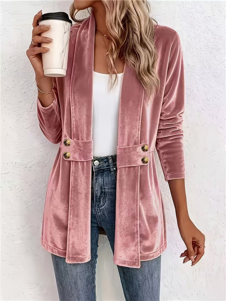 Iona longline velvet blazer with shawl collar – image 8