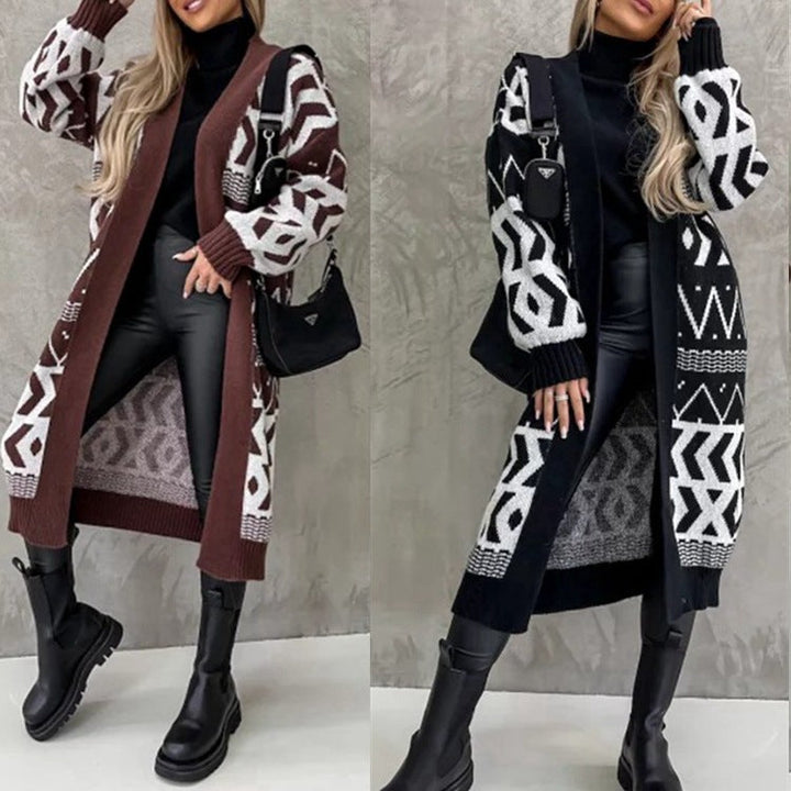 Kensley geometric pattern knit coat