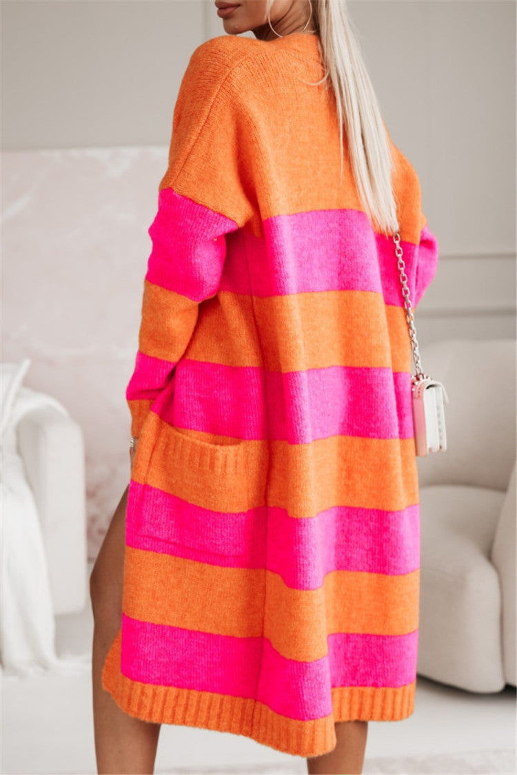 Eliana striped oversized knit coat – image 6