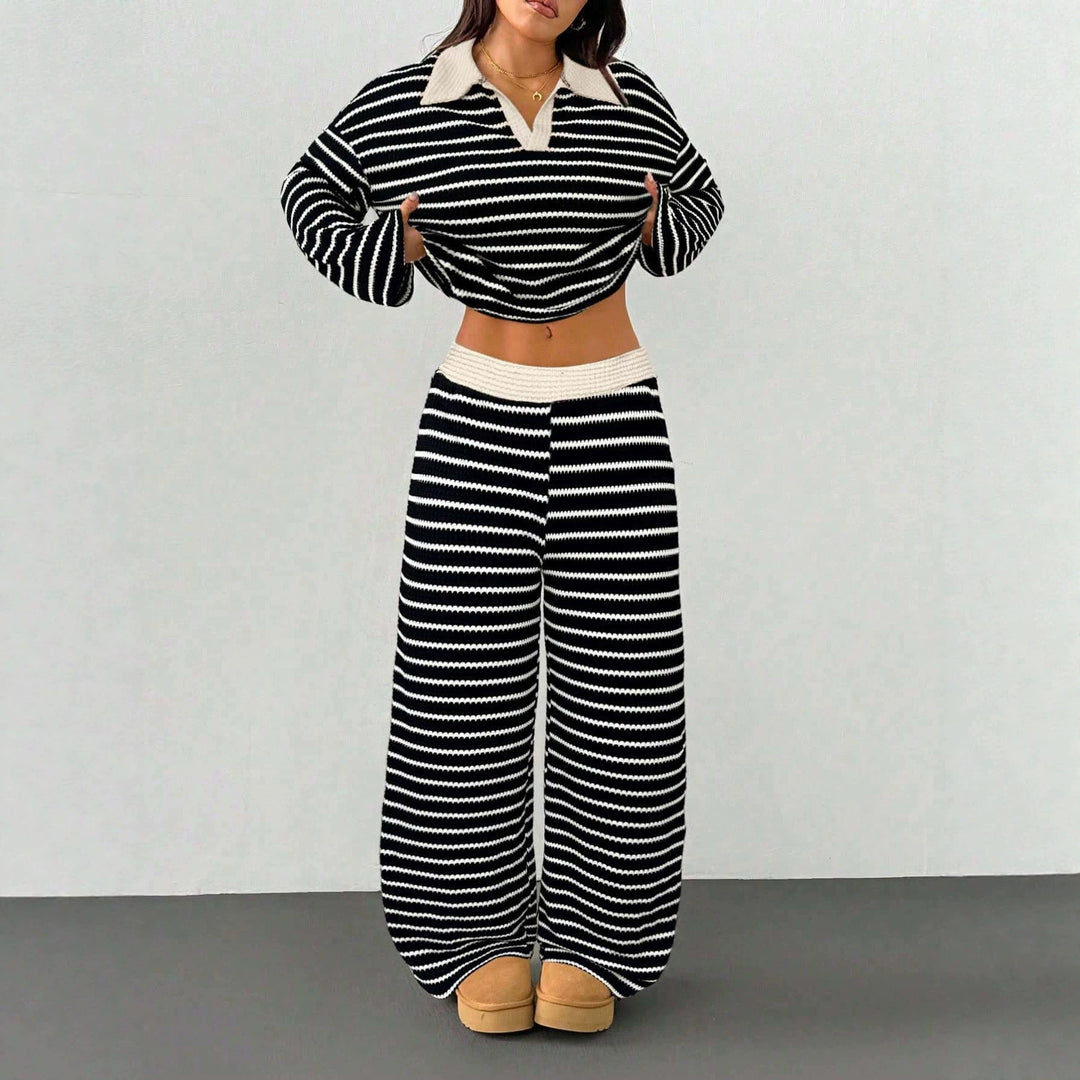 Adalynn v neck knit top and palazzo pants set – image 4