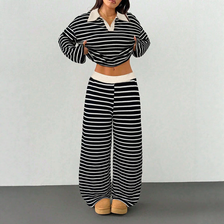 Adalynn v neck knit top and palazzo pants set – image 4