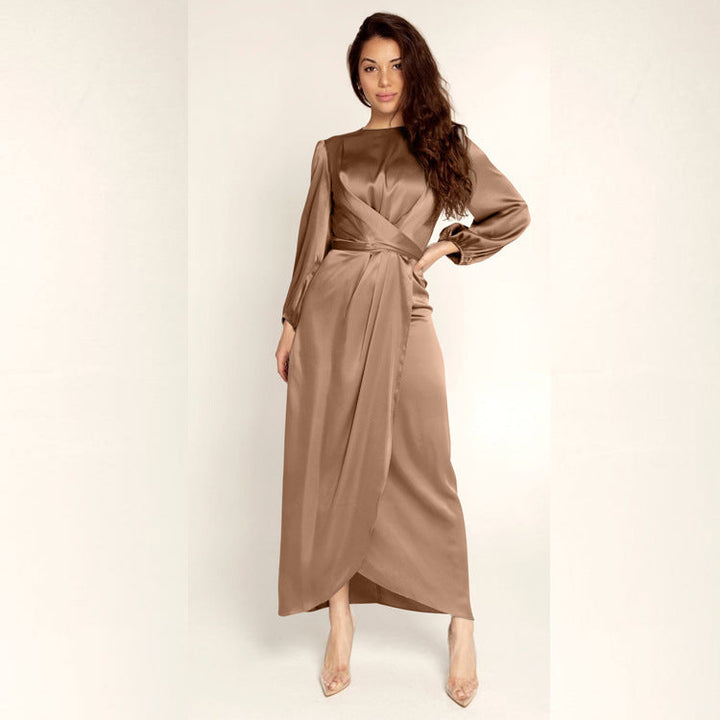 Palmer long sleeve satin wrap maxi dress – image 3