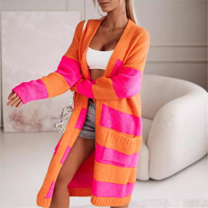 Eliana striped oversized knit coat – image 3