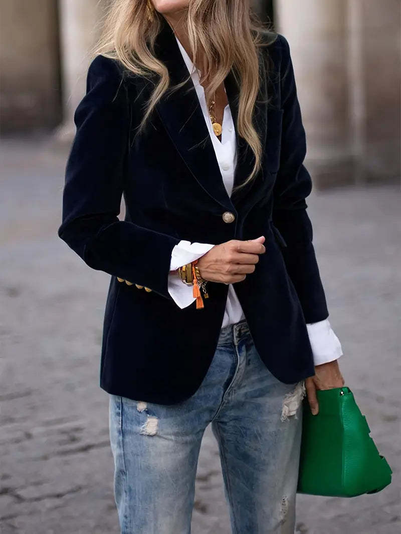 Laila fitted velvet blazer jacket – image 6
