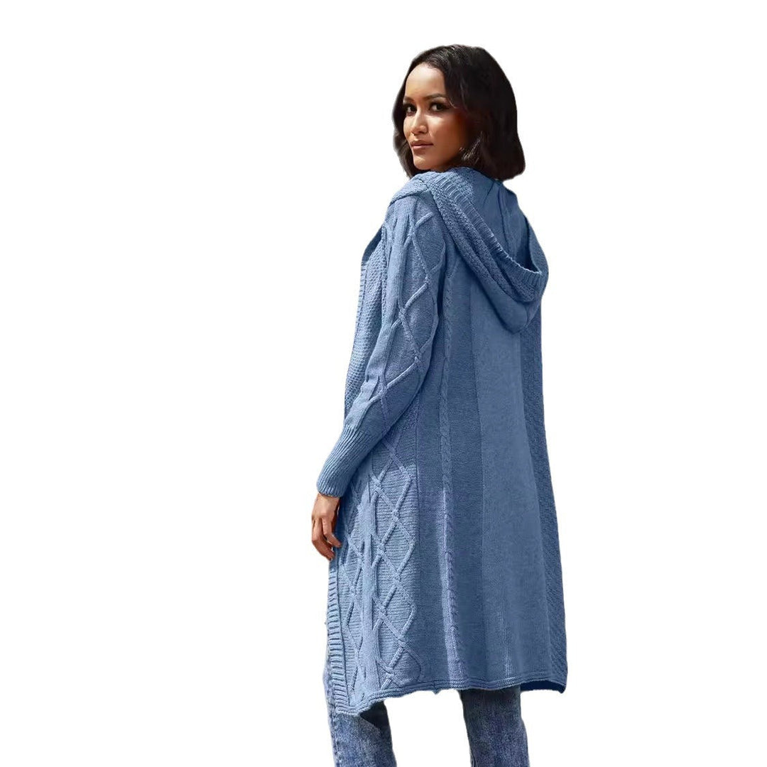 Addie hooded cable knit long coat – image 5