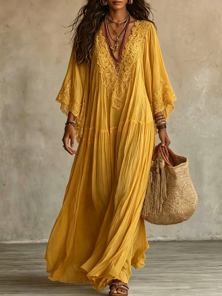 Brielle lace trim V neck maxi dress – image 8