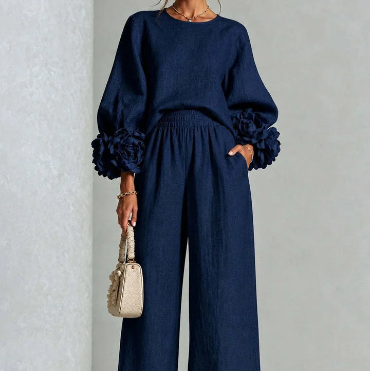 Alice floral cuff top and wide leg pants set – image 13